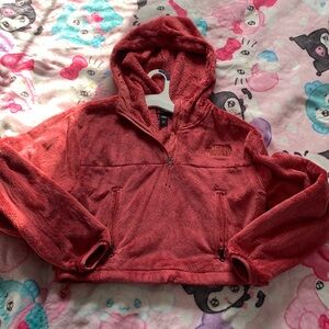 Fuzzy cropped north face hoodie